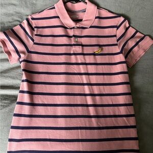Old Navy Men’s Pink Navy Blue Striped Polo Banana - Size Small